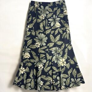 VTG Y2k Midi Skirt Women’s 10 Green Floral 90s Phoebe Buffay Friends Fairycore